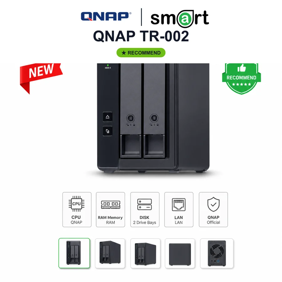 QNAP TR-002 USB-C Direct Attached Storage RAID Enclosure 2-Bay SATA